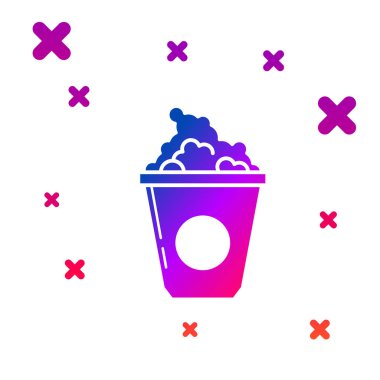 Renkli Popcorn karton kutu simgesi beyaz arka planda izole. Patlamış mısır kutusu. Degrade rasgele dinamik şekiller. Vektör Illustration