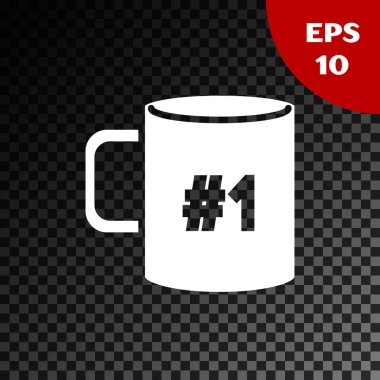 Beyaz kahve fincan düz simge şeffaf koyu arka planda izole. Çay bardağı. Sıcak içecek kahvesi. Vektör Illustration