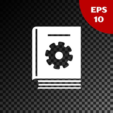 Beyaz Kullanıcı manuel simgesi şeffaf koyu arka planda yalıtılmış. Kullanım Kılavuzu kitabı. Yönerge işareti. Kullanmadan önce okuyun. Vektör Illustration