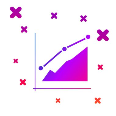 Renkli pasta grafiği bilgi simgesi beyaz arkaplanda izole edildi. Diyagram çizelgesi. Kademeli rastgele dinamik şekiller. Vektör İllüstrasyonu