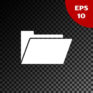 Beyaz Belge klasör simgesi şeffaf koyu arka planda yalıtılmış. Muhasebe bağlayıcı sembolü. Defter tutma yönetimi. Vektör Illustration