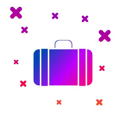 Seyahat simgesi için renkli bavul beyaz arkaplanda izole edildi. Seyahat bagaj tabelası. Seyahat bagaj ikonu. Kademeli rastgele dinamik şekiller. Vektör İllüstrasyonu