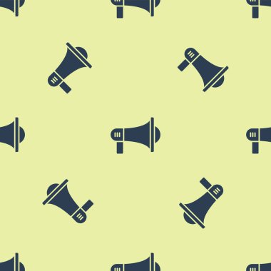 Mavi megafon simgesi beyaz arka planda yalıtılmış Dikişsiz desen. Yüksek sesle konuşma uyarısı kavramı. Ağızlık için Bullhorn çığlık promosyonu. Vektör Illustration