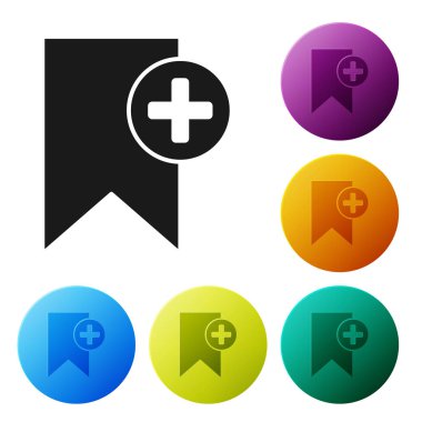 Beyaz arka planda izole siyah yer Imi simgesi. Konsepte Ekle. Simgeler renkli daire düğmelerini ayarlayın. Vektör Illustration