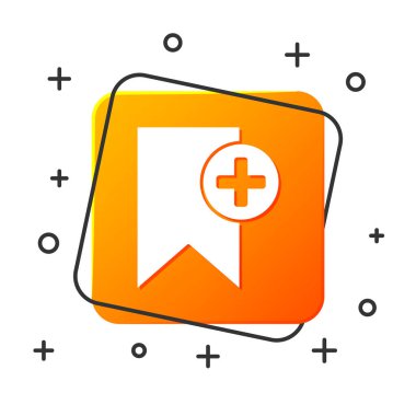 Beyaz yer Imi simgesi beyaz arka planda yalıtılmış. Konsepte Ekle. Turuncu kare düğmesi. Vektör Illustration