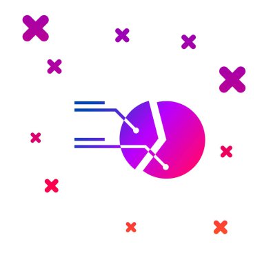 Renkli pasta grafiği bilgi simgesi beyaz arkaplanda izole edildi. Diyagram çizelgesi. Kademeli rastgele dinamik şekiller. Vektör İllüstrasyonu