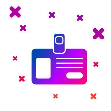 Beyaz arka planda yalıtılmış renk tanımlama rozeti simgesi. Bu sunum, şirketin kimliği, reklam için kullanılabilir. Degrade rasgele dinamik şekiller. Vektör Illustration