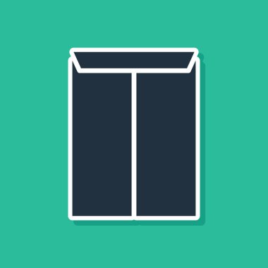 Yeşil arka planda izole mavi zarf simgesi. E-posta iletisi harfi sembolü. Vektör Illustration