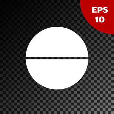 Beyaz tıp hap veya Tablet simgesi şeffaf koyu arka planda izole. Kapsül hap ve uyuşturucu işareti. Eczane tasarımı. Vektör Illustration