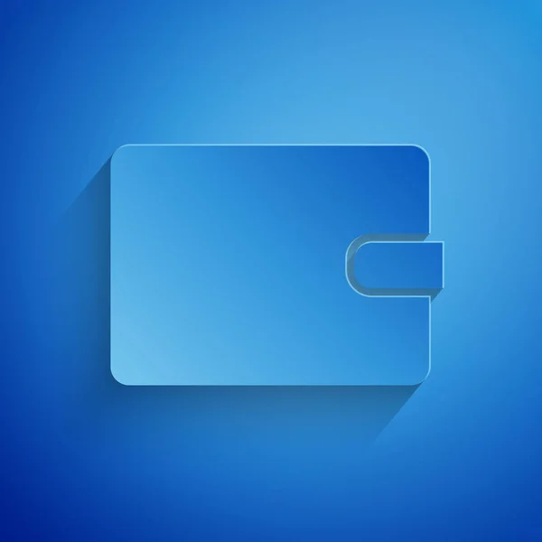 Corte de papel Icono de billetera aislado sobre fondo azul. Icono del bolso. Símbolo de ahorro. Estilo de arte de papel. Ilustración vectorial — Vector de stock