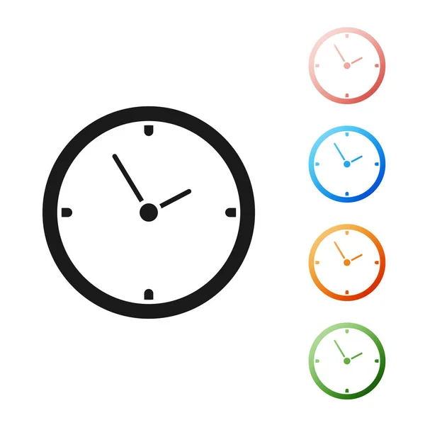 Icono del reloj negro aislado sobre fondo blanco. Símbolo de tiempo. Establecer iconos de colores. Ilustración vectorial — Archivo Imágenes Vectoriales