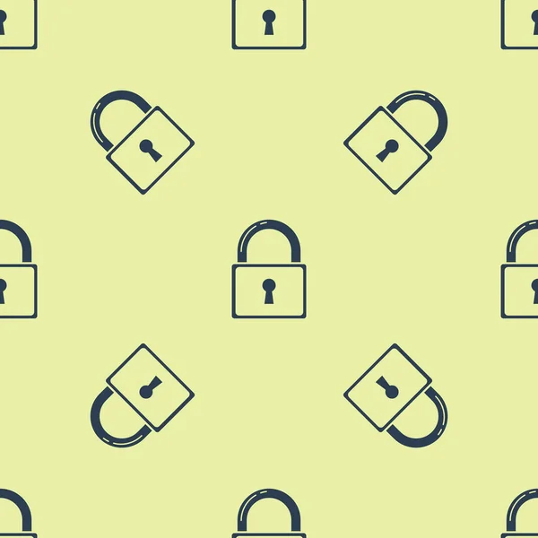 Blue Lock icoon geïsoleerd naadloos patroon op witte achtergrond. Hangslotteken. Beveiliging, veiligheid, bescherming, privacy concept. Vector Illustratie — Stockvector