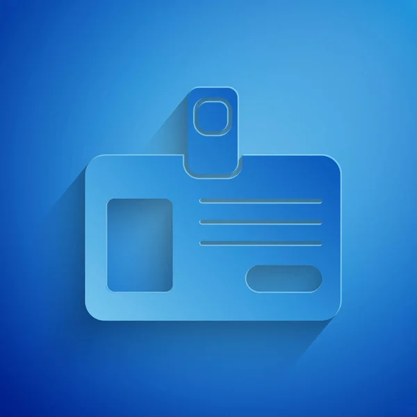 Papier découpé icône badge d'identification isolé sur fond bleu. Il peut être utilisé pour la présentation, l'identité de l'entreprise, la publicité. Style art du papier. Illustration vectorielle — Image vectorielle