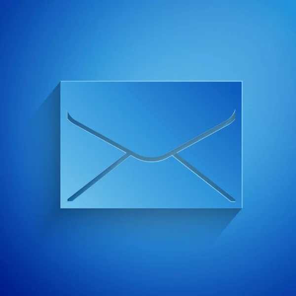 Papier découpé Icône de l'enveloppe isolé sur fond bleu. Message électronique symbole de lettre. Style art du papier. Illustration vectorielle — Image vectorielle