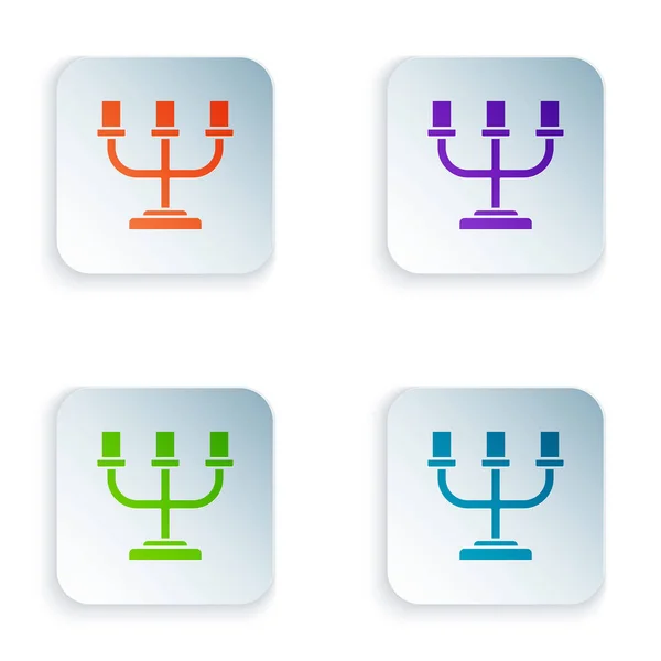 Color Candlestick icon isolated on white background. Set icons in colorful square buttons. Vector Illustration — Stock Vector