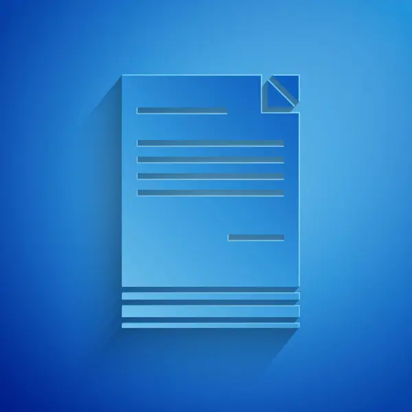 Corte de papel Icono de documento aislado sobre fondo azul. Icono archivo. Icono de lista de verificación. Concepto de negocio. Estilo de arte de papel. Ilustración vectorial — Vector de stock