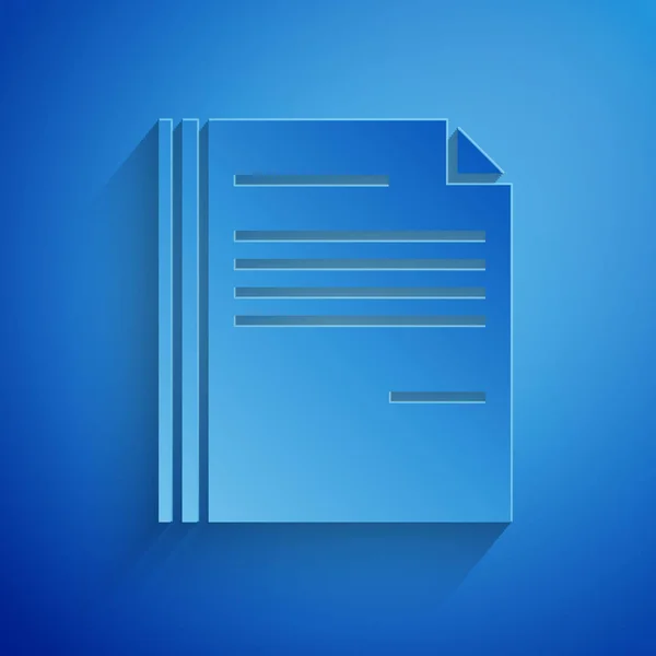 Corte de papel Icono de documento de archivo aislado sobre fondo azul. Icono de lista de verificación. Concepto de negocio. Estilo de arte de papel. Ilustración vectorial — Vector de stock