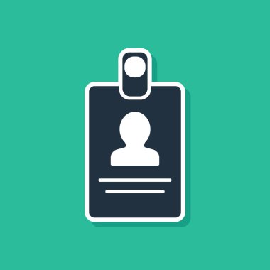 Yeşil arka planda izole mavi kimlik rozeti simgesi. Bu sunum, şirketin kimliği, reklam için kullanılabilir. Vektör Illustration