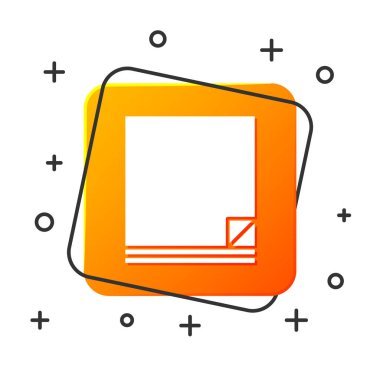 Beyaz dosya belge simgesi beyaz arka planda yalıtılmış. Kontrol listesi simgesi. İş konsepti. Turuncu kare düğmesi. Vektör Illustration