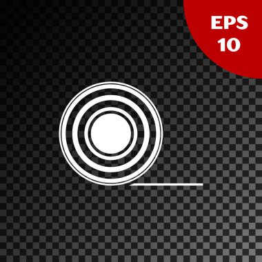 Şeffaf koyu arka planda izole beyaz Scotch simgesi. İş ve onarım için yapışkan bant rulo. Yapışkan ambalaj bandı. Ofis aracı ve şeyler. Vektör Illustration