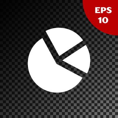 Beyaz pasta grafik İnfografik simge şeffaf koyu arka planda yalıtılmış. Diyagram grafik işareti. Vektör Illustration