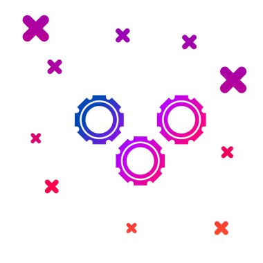 Renk Dişli simgesi beyaz arkaplanda izole edildi. Çarklı teçhizat ayarları. İşçi sembolü. Kademeli rastgele dinamik şekiller. Vektör İllüstrasyonu