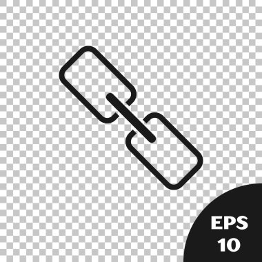 Siyah zincir bağlantı simgesi şeffaf arka planda yalıtılmış. Tek bağlantı. Köprü zinciri sembolü. Vektör Illustration