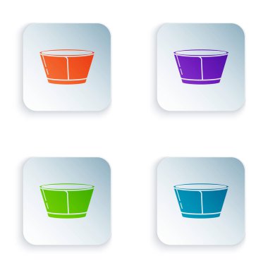 Beyaz arka planda izole renkli koruyucu koni yaka simgesi. Kurtarma Pet koni. Hayvan için koni. Renkli kare düğmeleri simgeleri ayarlayın. Vektör Illustration