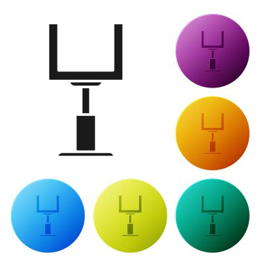 Siyah Amerikan futbol gol Post simgesi beyaz arka planda izole. Simgeler renkli daire düğmelerini ayarlayın. Vektör Illustration