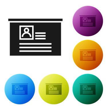 Siyah tahta devam simgesi beyaz arka planda izole. CV uygulaması. Profesyonel personel aranıyor. Personel Analizi devam ediyor. Simgeler renkli daire düğmelerini ayarlayın. Vektör Illustration