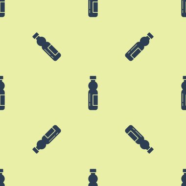 Mavi su ikonu şişesi beyaz arka planda izole edilmiş kusursuz desen. Soda su içme tabelası. Vektör İllüstrasyonu