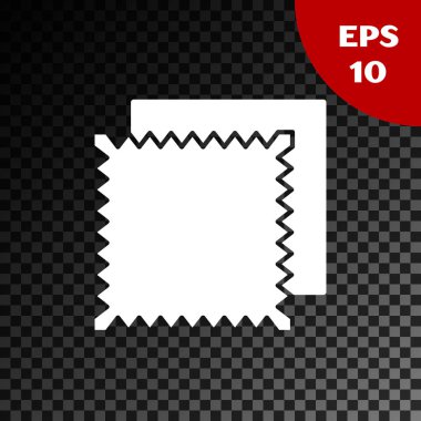 Beyaz Tekstil kumaş rulo simgesi şeffaf koyu arka planda izole. Rulo, mat, halı, bez, halı veya kağıt rulo simgesi. Vektör Illustration