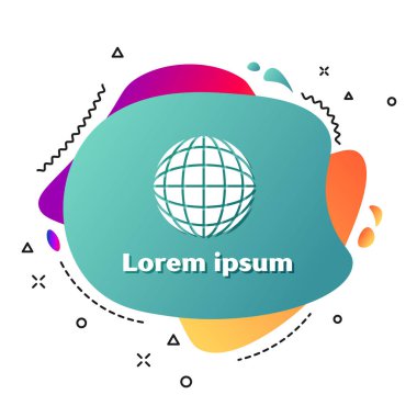 Beyaz toprak küre simgesi beyaz arka planda izole. Dünya veya dünya tabelası. Küresel internet sembolü. Geometrik şekiller. Sıvı şekiller ile soyut afiş. Vektör Illustration