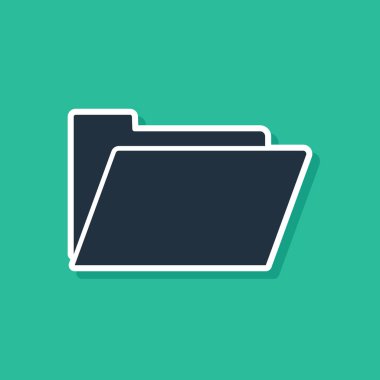 Mavi belge klasör simgesi yeşil arka planda yalıtılmış. Muhasebe bağlayıcı sembolü. Defter tutma yönetimi. Vektör Illustration