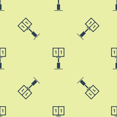 Mavi spor futbol mekanik skorbordu ve sonuç ekran simgesi izole Dikişsiz desen beyaz arka plan üzerinde. Vektör Illustration