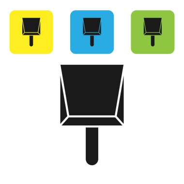 Siyah Dustpan simgesi beyaz arka planda izole. Kepçe hizmetlerini temizliyorum. Set simgeleri renkli kare düğmeler. Vektör Illustration