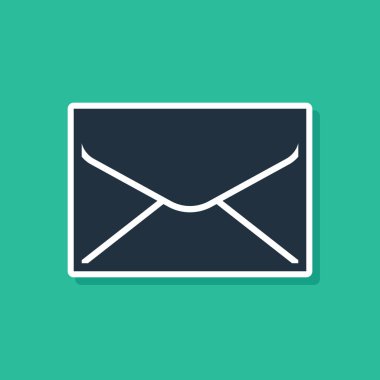 Yeşil arka planda izole mavi zarf simgesi. E-posta iletisi harfi sembolü. Vektör Illustration