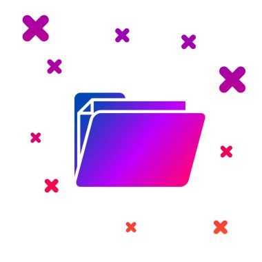 Beyaz arka planda yalıtılmış renkli belge klasör simgesi. Muhasebe bağlayıcı sembolü. Defter tutma yönetimi. Degrade rasgele dinamik şekiller. Vektör Illustration