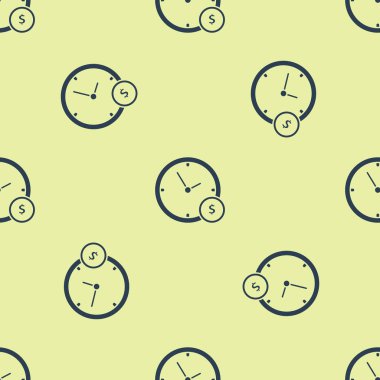 Blue Time, beyaz arka planda para simgesi izole Dikişsiz desentir. Para zamanı. Etkili zaman yönetimi. Zaman para dönüştürün. Vektör Illustration