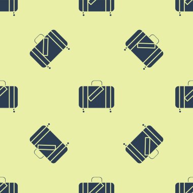 Mavi bavul seyahat ve çıkartmalar simge izole Dikişsiz desen beyaz arka planda. Seyahat Bagaj işareti. Seyahat Bagaj simgesi. Vektör Illustration