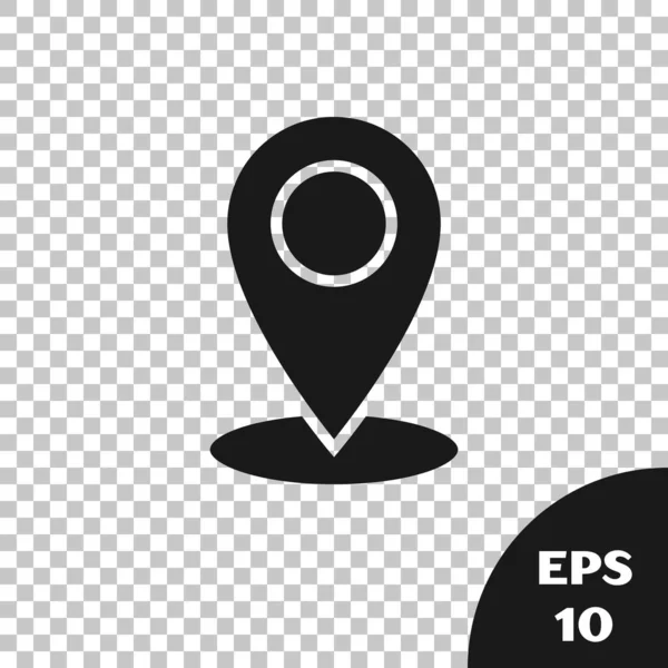 Icono de pin Mapa negro aislado sobre fondo transparente. Navegación, puntero, ubicación, mapa, GPS, dirección, lugar, brújula, contacto, concepto de búsqueda. Ilustración vectorial — Vector de stock