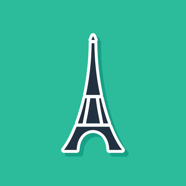 蓝色埃菲尔铁塔图标孤立在绿色背景上。法国巴黎地标性标志。矢量插图 — 图库矢量图片