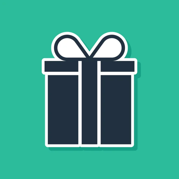 Blaues Geschenk-Box-Symbol isoliert auf grünem Hintergrund. Vektorillustration — Stockvektor