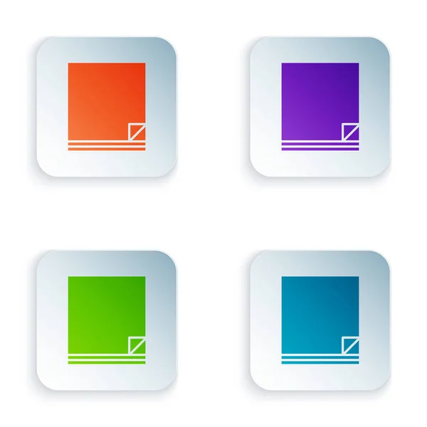 Icona del documento Color File isolata su sfondo bianco. Icona della lista di controllo. Concetto aziendale. Set icone in colorati pulsanti quadrati. Illustrazione vettoriale — Vettoriale Stock