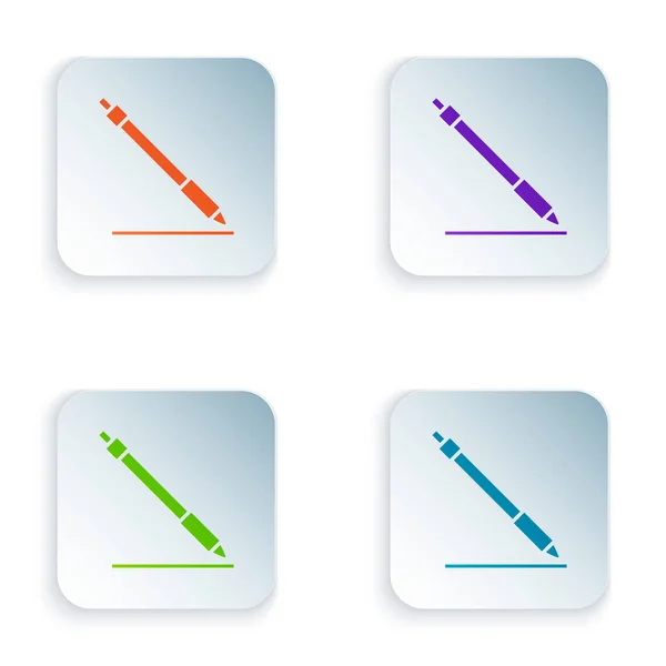 Farb-Stift-Linie-Symbol isoliert auf weißem Hintergrund. setzen Symbole in bunten quadratischen Tasten. Vektorillustration — Stockvektor