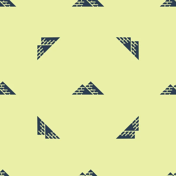 Blå Egypten pyramider ikon isolerade sömlösa mönster på vit bakgrund. Symbol för forntida Egypten. Vektor illustration — Stock vektor