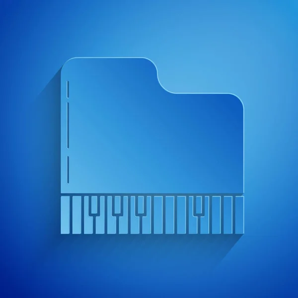 Papier découpé Icône piano à queue isolé sur fond bleu. Instrument de musique. Style art du papier. Illustration vectorielle — Image vectorielle