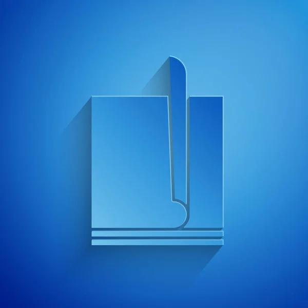 Χαρτί αποκοπή εικονίδιο έγγραφο αρχείο απομονώνεται σε μπλε φόντο. Εικονίδιο λίστας ελέγχου. Επιχειρηματική ιδέα. Καλλιτεχνικό στυλ. Απεικόνιση διανυσματικών φορέων — Διανυσματικό Αρχείο