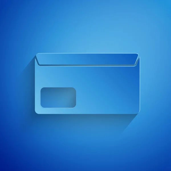 Papírvágás Boríték ikon elszigetelt kék háttérrel. E-mail üzenet levél szimbólum. Papírművészeti stílus. Vektorillusztráció — Stock Vector