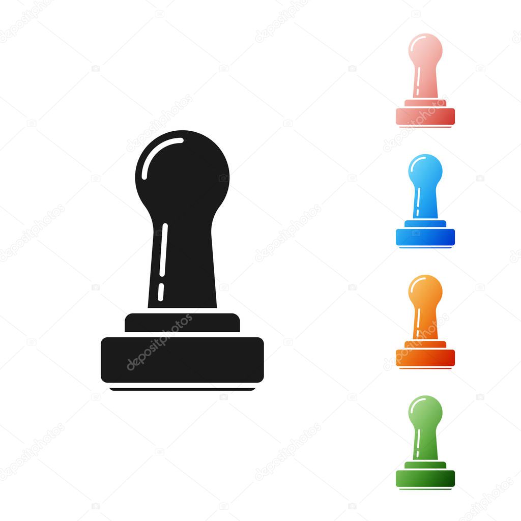 Black Stamp icon isolated on white background. Set icons colorful. Vector Illustration